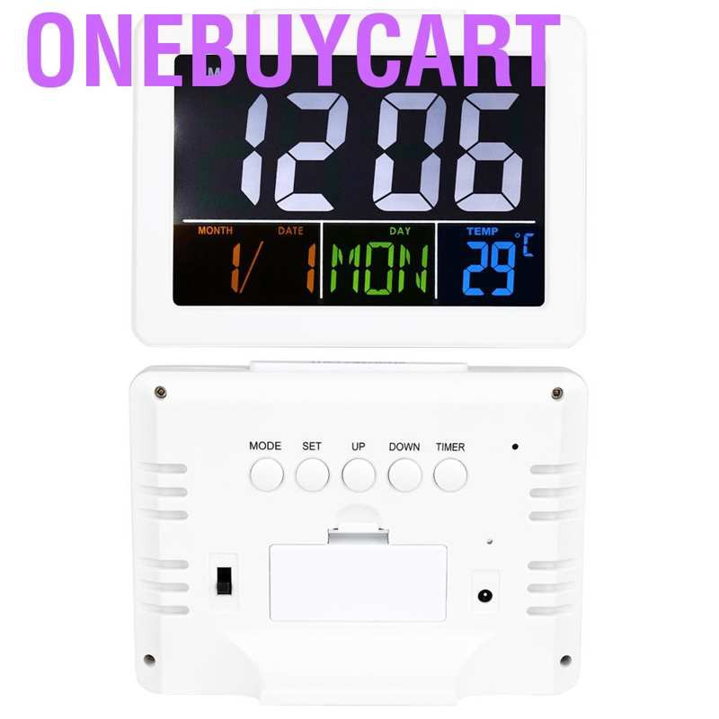 Onebuycart LCD Digital Alarm Clock Student Large Screen Time Temperature Display Home Decor