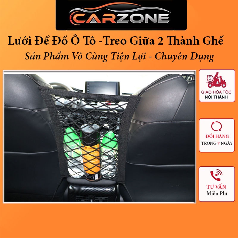 Túi Lưới Đựng Đồ Trên Xe Oto - Treo Giữa 2 Ghế Tiện Lợi CARZONE.TOP