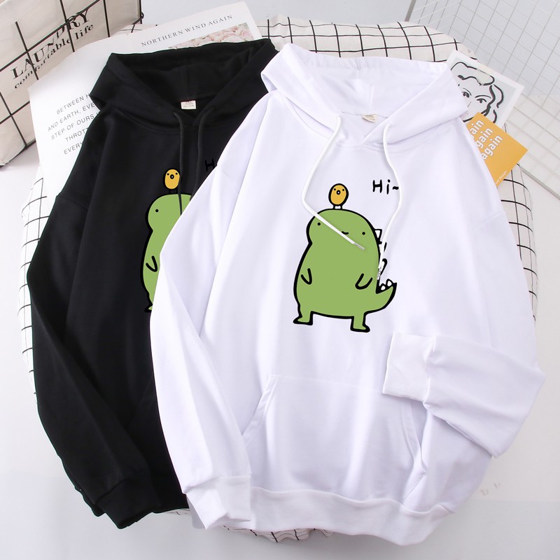 Áo hoodie khủng long Hi in ngực