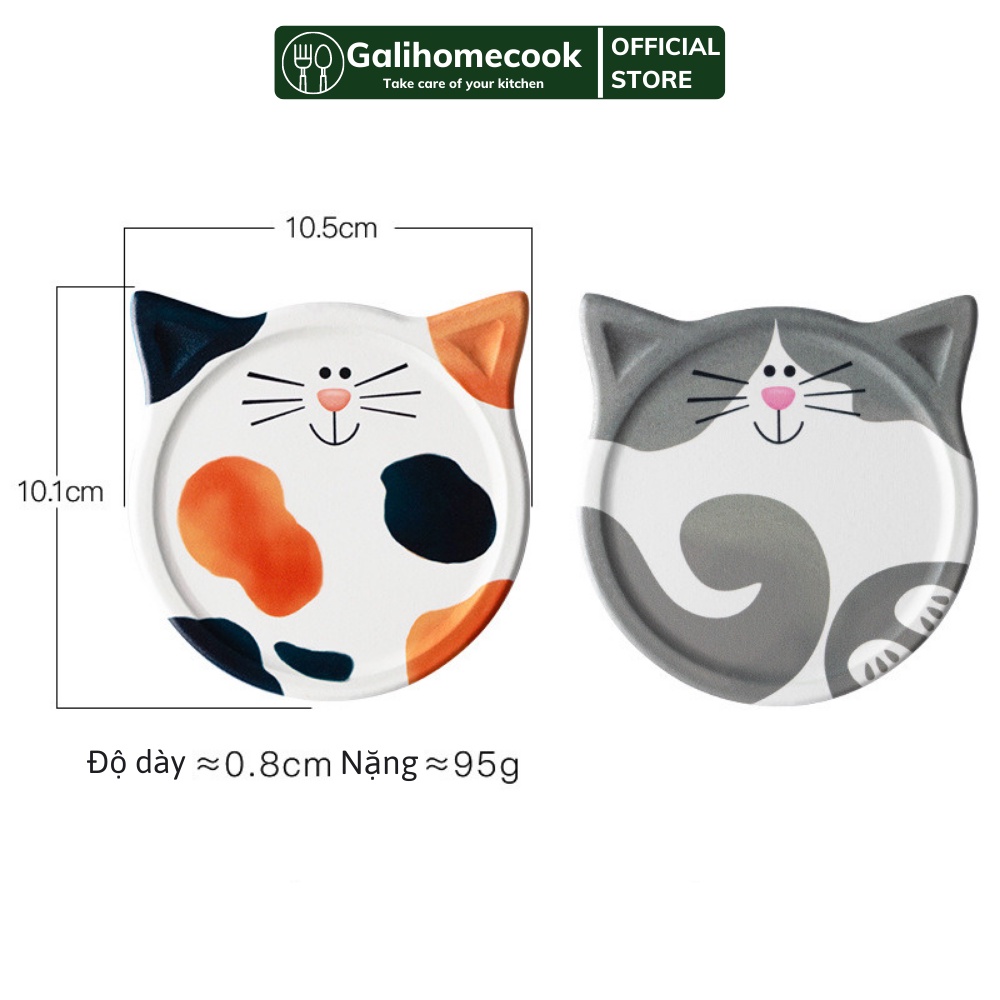 Đế lót ly, tấm lót cốc thấm nước dễ thương bằng gốm cao cấp | Galihomecook