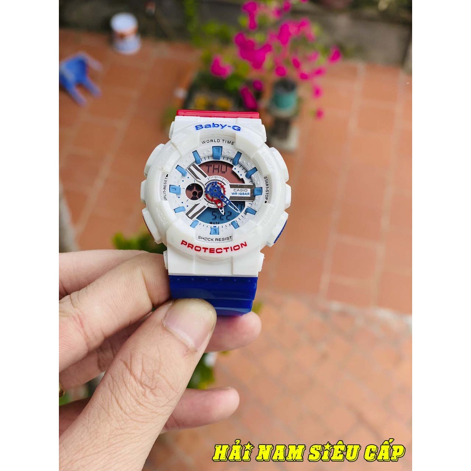 Đồng Hồ Nữ Baby-G BA110 Màu TRẮNG ,dây Đỏ Xanh,Kim Điện Tử,Dây Cao Su,Bảo Hành 12 Tháng,Full Box - donghohainam98