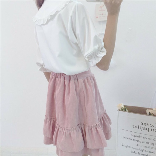 [có sẵn] Áo sơmi blouse JK Lolita tay bồng cổ sen