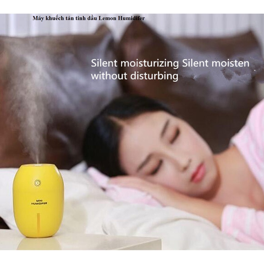 Máy tạo độ ẩm không khí Lemon Humidifier tích hợp đèn ngủ - dung tích 180ml/h - Màu cam