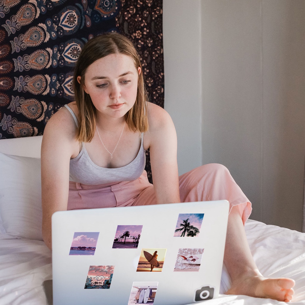 Set 50 nhãn dán phong cảnh ánh nắng California graffiti chống nước trang trí xe hơi/ xe máy/ tập vở/ vali diy