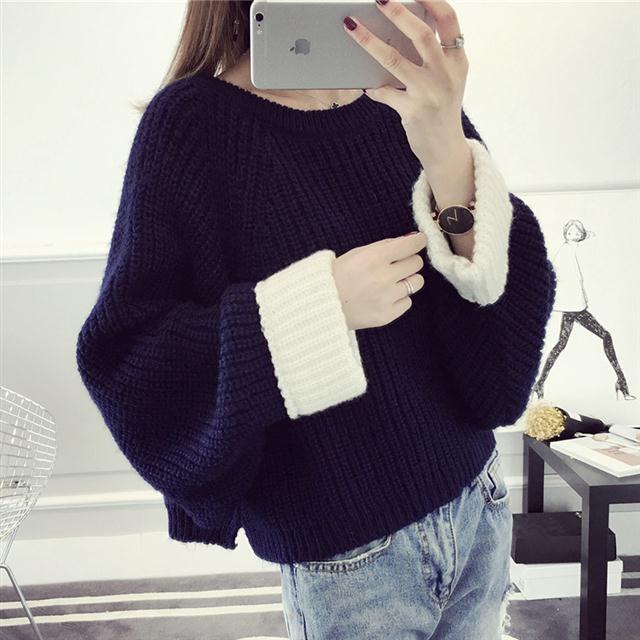 Áo len dài tay dáng rộng thiết kế mới thời trang mùa đông phong cách Hàn Quốc cho nữ