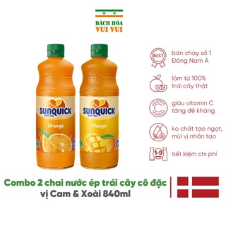 Combo 2 chai Nước ép cam + xoài Sunquick Orange + Mango Juice 840ml đẹp da tốt cho sức khỏe thumbnail