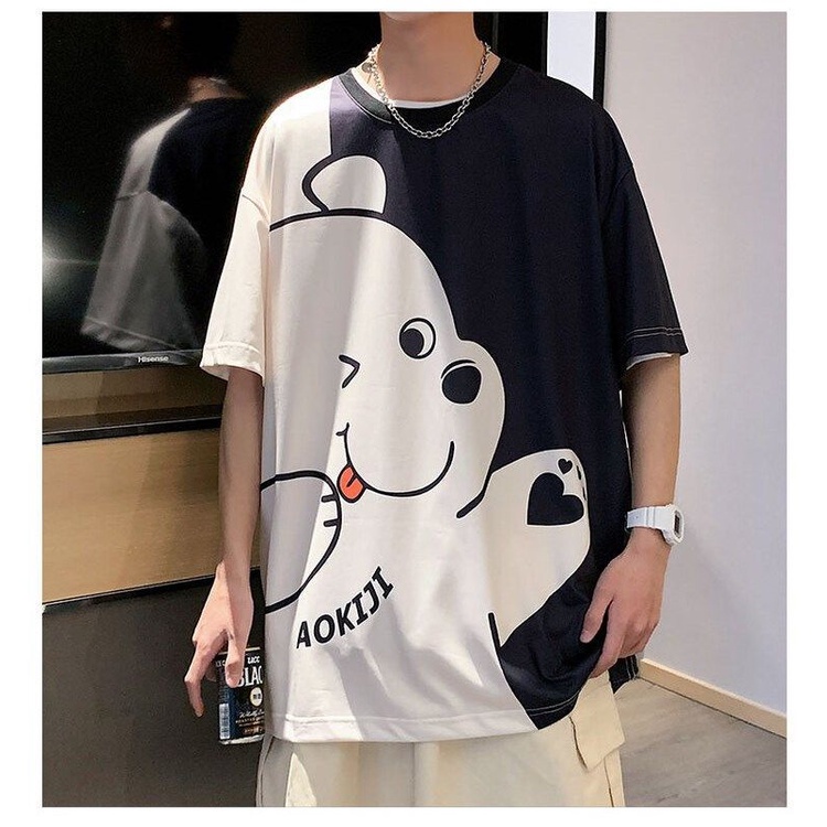 Áo thun tay ngắn in họa tiết hoạt hình phong cách mùa hè Hàn Quốc trẻ trung cho cặp đôi