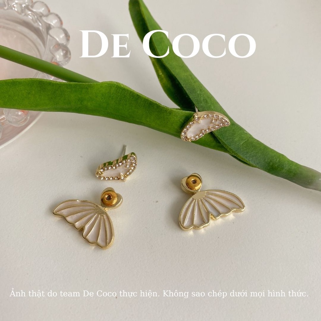 Khuyên tai cánh bướm đính đá xà cừ Adele decoco.accessories