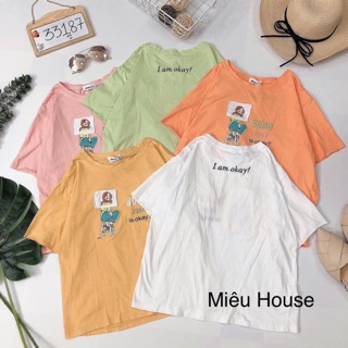 Áo thun hình cute. Thêu chữ sau lưng cưng lắm