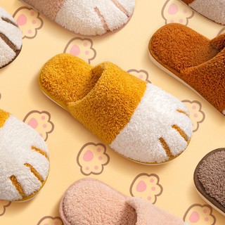 Dụng cụ trang trí chất lượng cao❤Dép bông đi trong nhà hình chân mèo dễ thương cho nữ