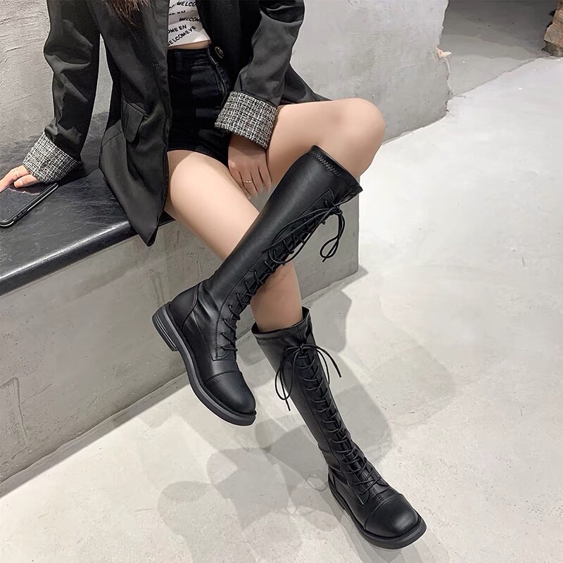 Boot đùi loại dài đan dây- loại đế mảnh 3cm