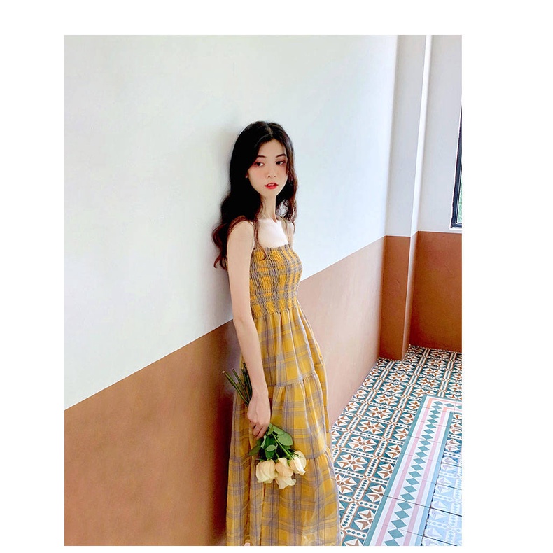 NRVP Đầm nữ không tay họa tiết sọc phong cách Pháp thời trang 2021