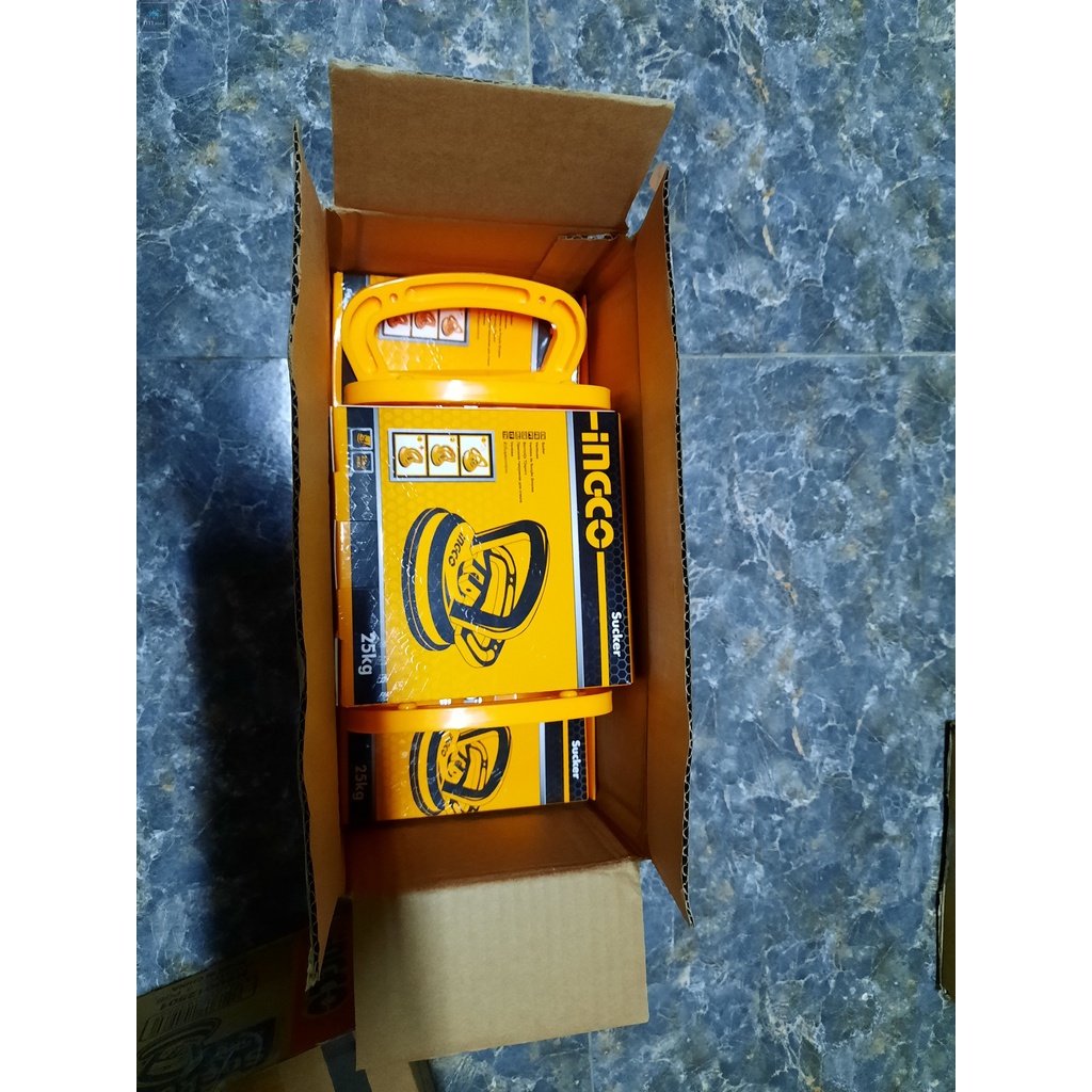 Hít 1 chấu. Hít kính và gạch. Giác hút kính cầm tay INGCO HSU012501 lục hút đến 25kg