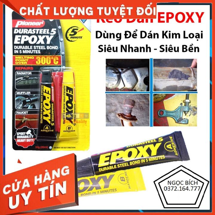 Keo dán kim loại ( keo gắn sắt )EPOXY chịu nhiệt độ 300 độ C siêu chắc , siêu bền