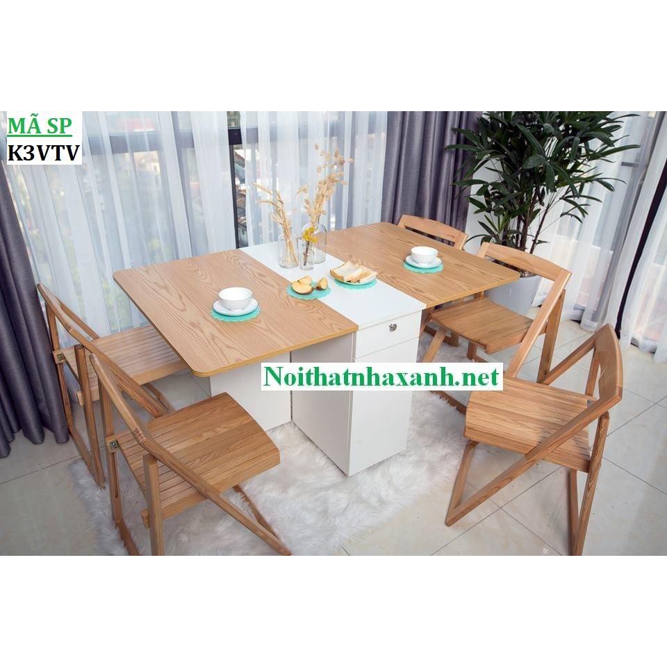 BỘ BÀN ĂN THÔNG MINH GẤP GỌN: HIỆN ĐẠI, TIỆN LỢI( +6  ghế nan) | BigBuy360 - bigbuy360.vn
