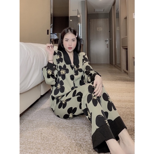 Đồ Bộ Pijama Nữ Lụa Mango Cao Cấp,Tay Dài Quần Dài,Mềm Mượt