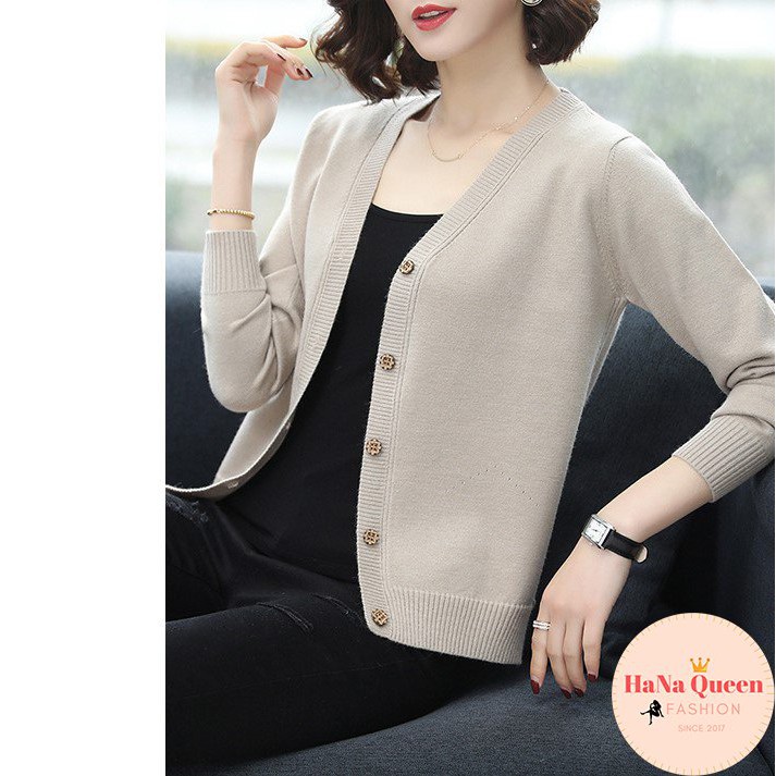 [Sẵn Hàng] Áo len cardigan dáng ngắn,áo khoác len nữ dáng basic chất đẹp