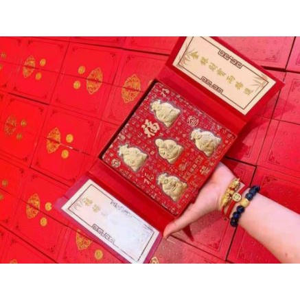 Hộp quà Ngũ Lộ Thần Tài: ''Phúc, Lộc, Thọ, Hỉ, Tài''- Mạ Vàng 24K,  quà Mừng khai trương, quà Phong thủy, Quà Tân Gia