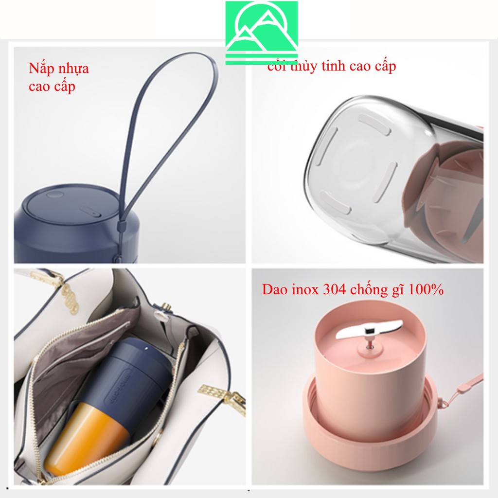 Cốc xay cầm tay mini JUICER CUP 450ml pin 3000mAH chính hãng bảo hành 1 đổi 1