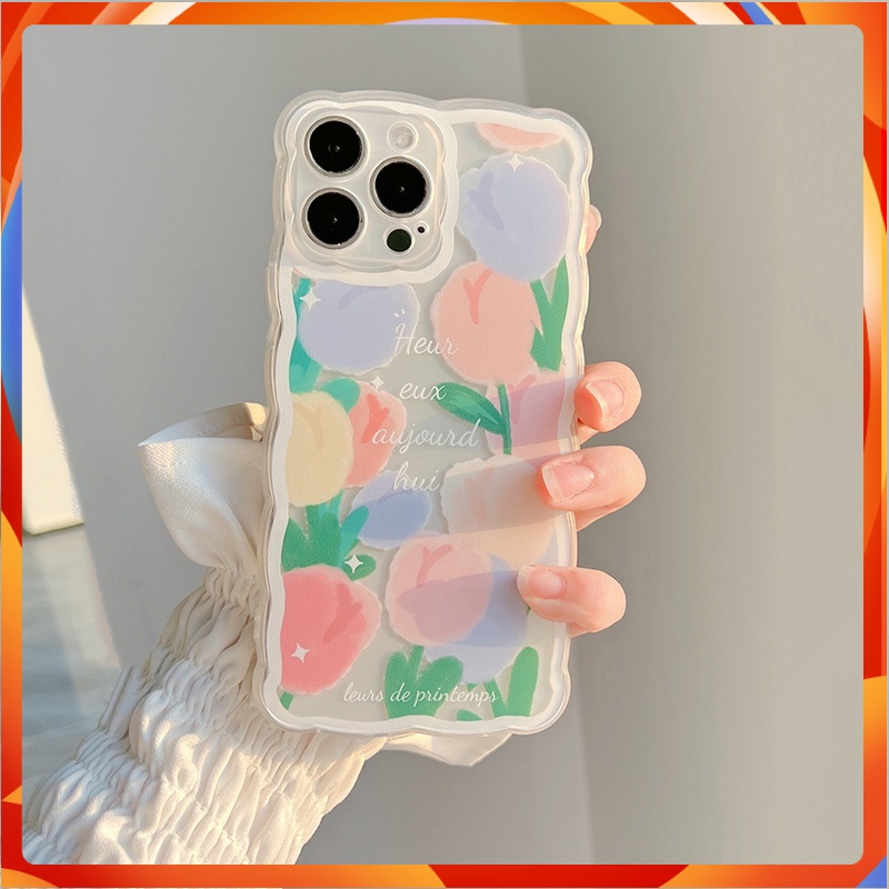 Ốp điện thoại  trong lượn sóng Hoa Tulip 6/6s/6plus/6splus/7/7plus/8/8plus/xs/11/12/13/14/Pro/Plus/Promax TLS1