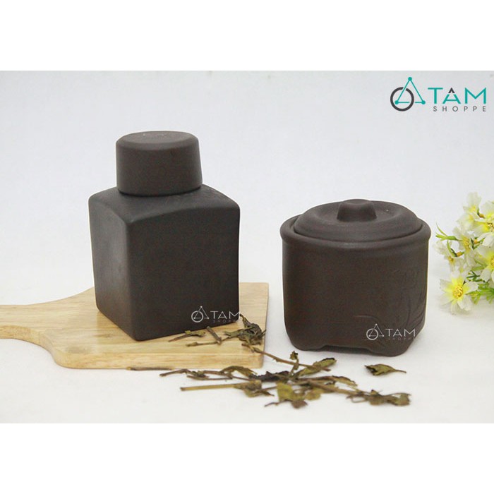 Hũ đựng trà gốm nâu đất TAN