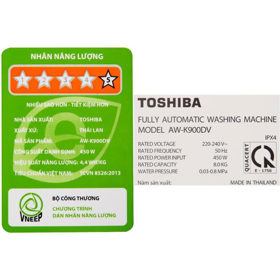 Máy giặt Toshiba 8 kg AW-K900DV(WW)