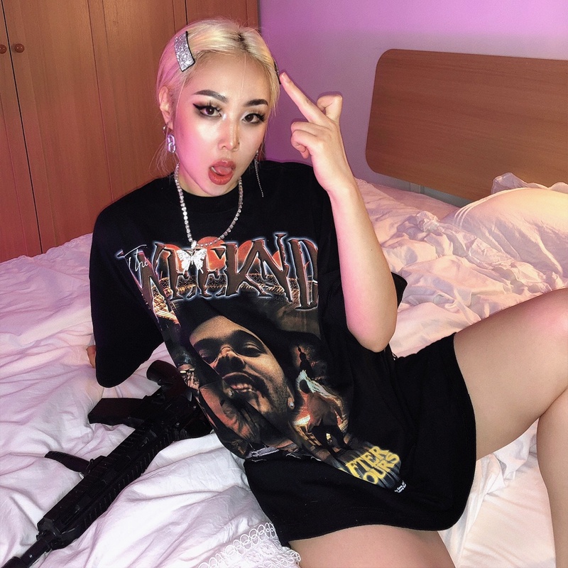 Áo Thun Vintage The Weeknd  Tay Lỡ Unisex - Đen/Trắng Cổ Tròn | Blackwork