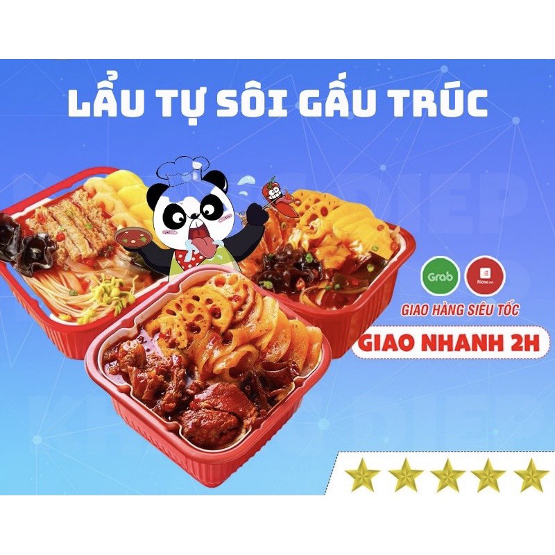 Lẩu tự sôi gấu trúc 5 vị 420g lẩu ăn liền trung hoa Deve Food