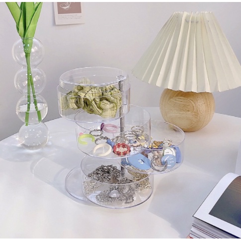 Hộp gấp đựng mỹ phẩm khay đựng trang sức hộp xoay gấp gọn tiện dụng thời trang DMP1