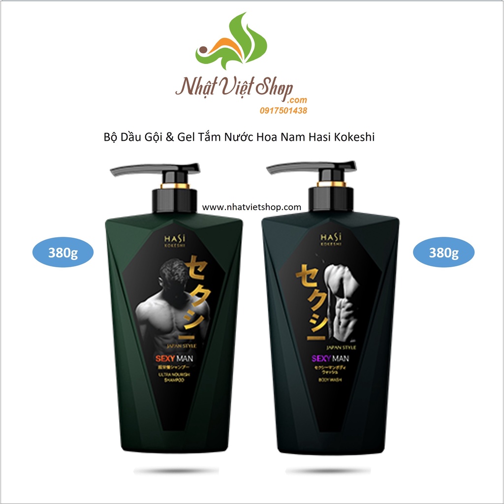 Combo Dầu Gội & Gel Tắm Nước Hoa Nam Hasi Kokeshi 380g