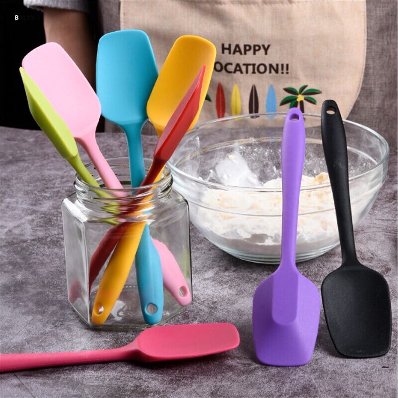 Phới dẹt trộn bột spatula silicon chịu nhiệt, phới đúc liền dùng để đánh bột, vét, vét kem làm bánh đồ ăn dặm