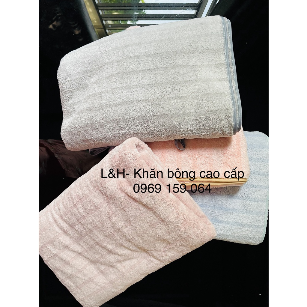 Khăn tắm lông cừu cao cấp, Kẻ sọc nổi, KT 50x100cm