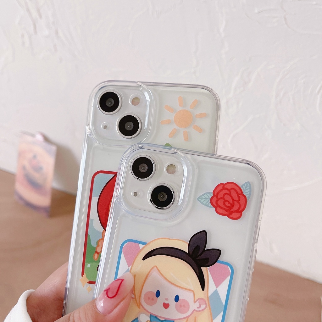 Ốp Điện Thoại TPU Hình alice Hoạt Hình Mới Cho iPhone11 xs max 7P/8Plus/12pro/13/pro max