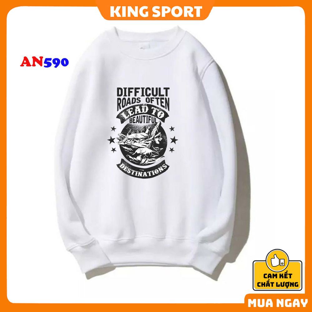 Áo nỉ sweater nam nữ form rộng thu đông dài tay chính hãng KING SPORT áo nỉ form rộng phong cách hàn quốc mùa đông ấm áp