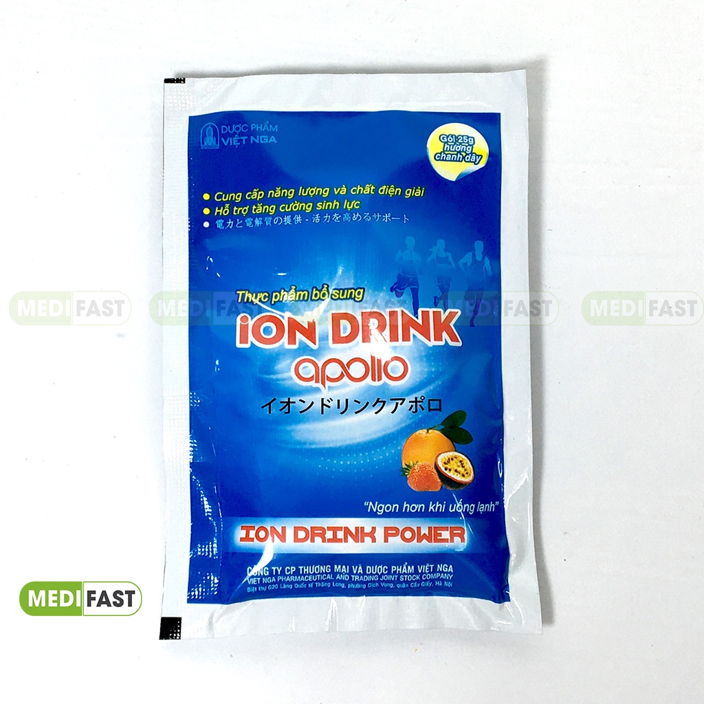 Bột điện giải Ion Drink - giúp bù nước và năng lượng khi chơi thể thao, sốt cao Oresol Hộp 5 gói hương chanh leo