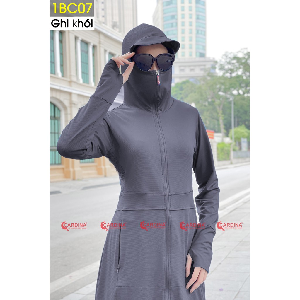 Áo choàng chống nắng nữ Cardina Vải thun lạnh hai lớp liền thân cao cấp Thơm khử mùi, làm mát cơ thể có lưới 2 bên nách