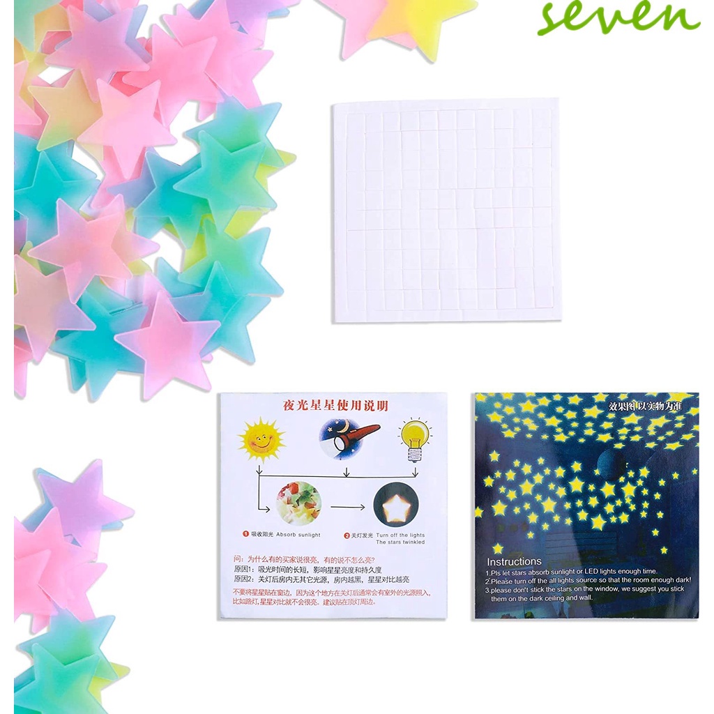 1 Bộ 100 Hình Dán Ngôi Sao Sáng Thời Trang Dán Tường Trang Trí Nội Thất Phát Sáng Dán Tường Trang Trí Nội Thất