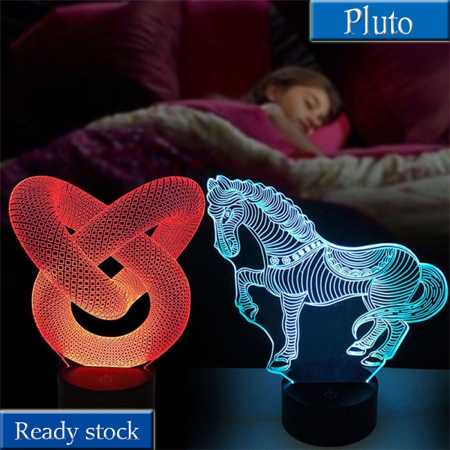 Touch Remote Control 3D Light Base for LED Night Light Colorful Gradient Lamp Black