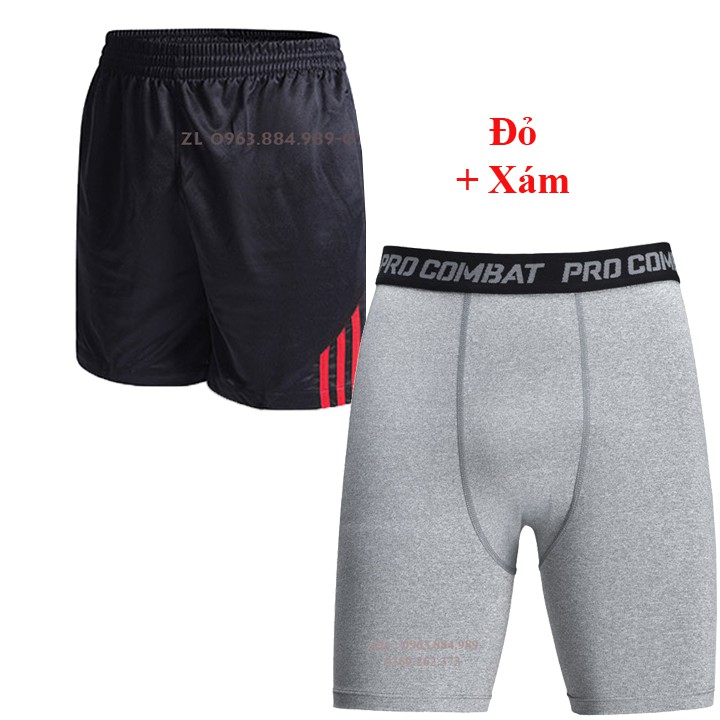 Bộ quần tập Gym, chơi thể thao: Quần đùi + Quần giữ nhiệt