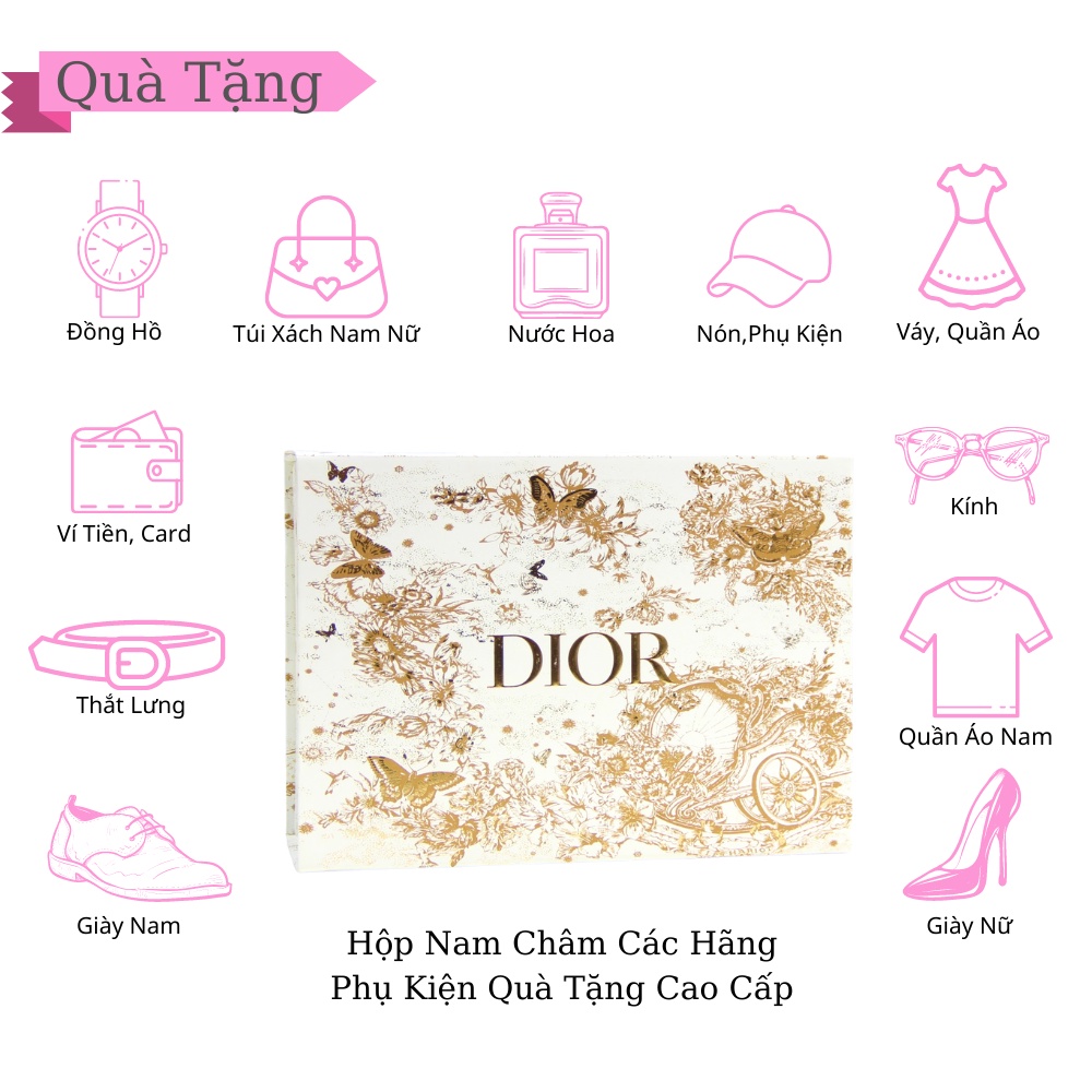 Hộp Nam Châm Di or Trắng Chữ Vàng Nguyên Bản , Hôp Giấy Quà Tặng Di or Cao Cấp  [Có sẵn]