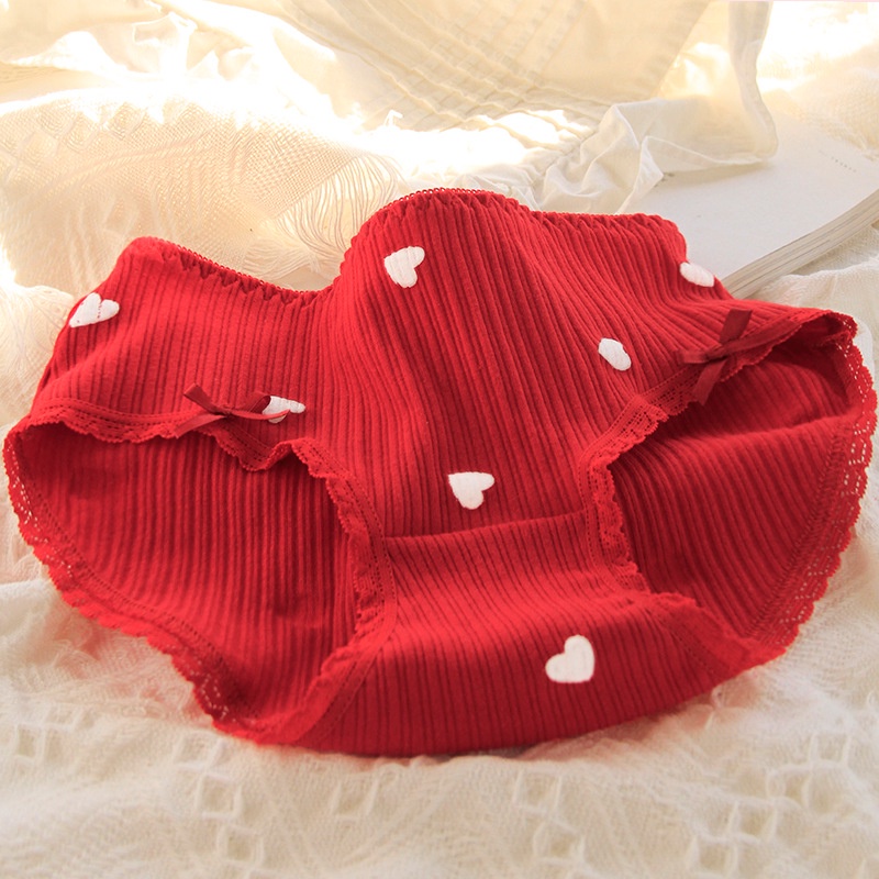 Quần lót cotton lưng thấp màu đỏ lễ hội