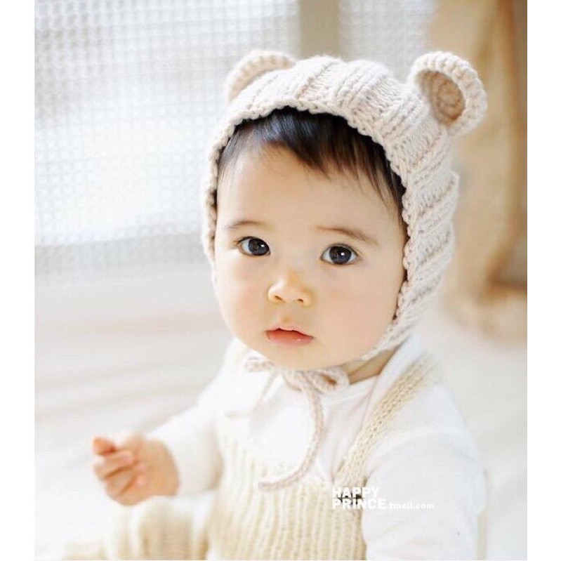 Mũ len tai gấu xuất Hàn