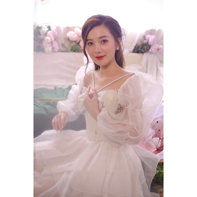 (Free ship) Đầm Ford Phối Voan Kiếng Tay Dài Xinh Như Thiên Thần UP VLTN Shop