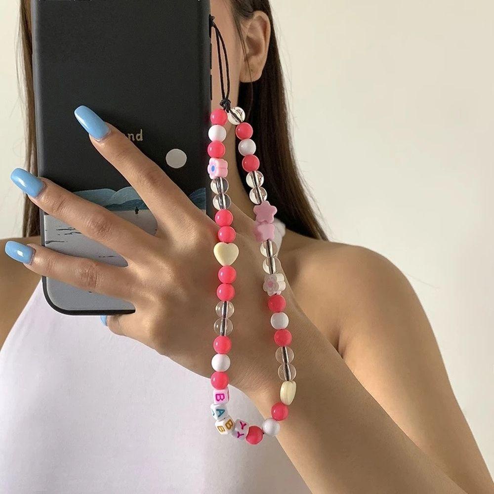Dây Đeo Điện Thoại Xâu Hạt Acrylic Nhiều Màu Chống Thất Lạc