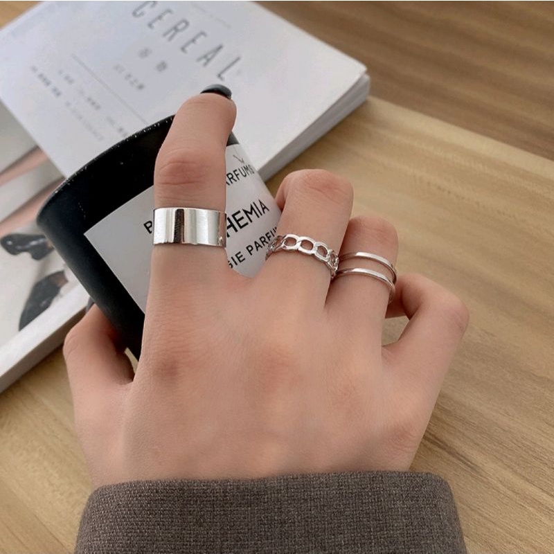 Set 3 Nhẫn Thời Trang Cá Tính Tự Điều Chỉnh Kích Cỡ