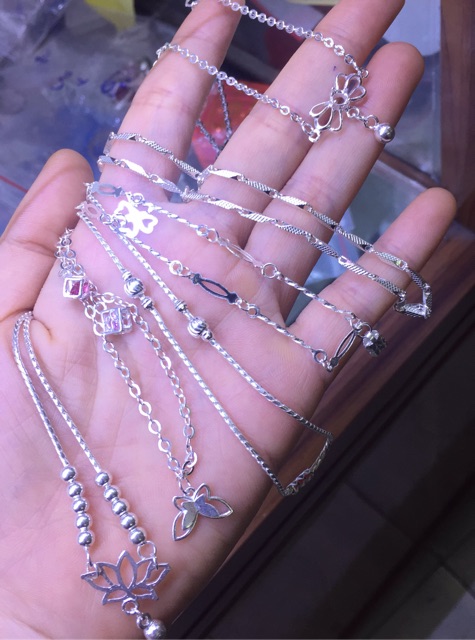 Lắc chân bạc nmj nhiều mẫu 2303 sen hoa bướm