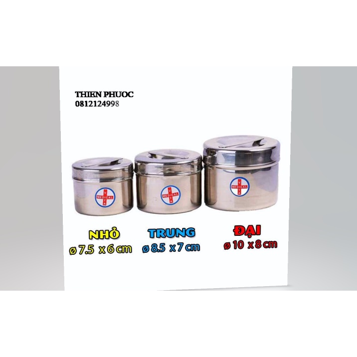 Hộp inox đựng bông gòn các loại, các size