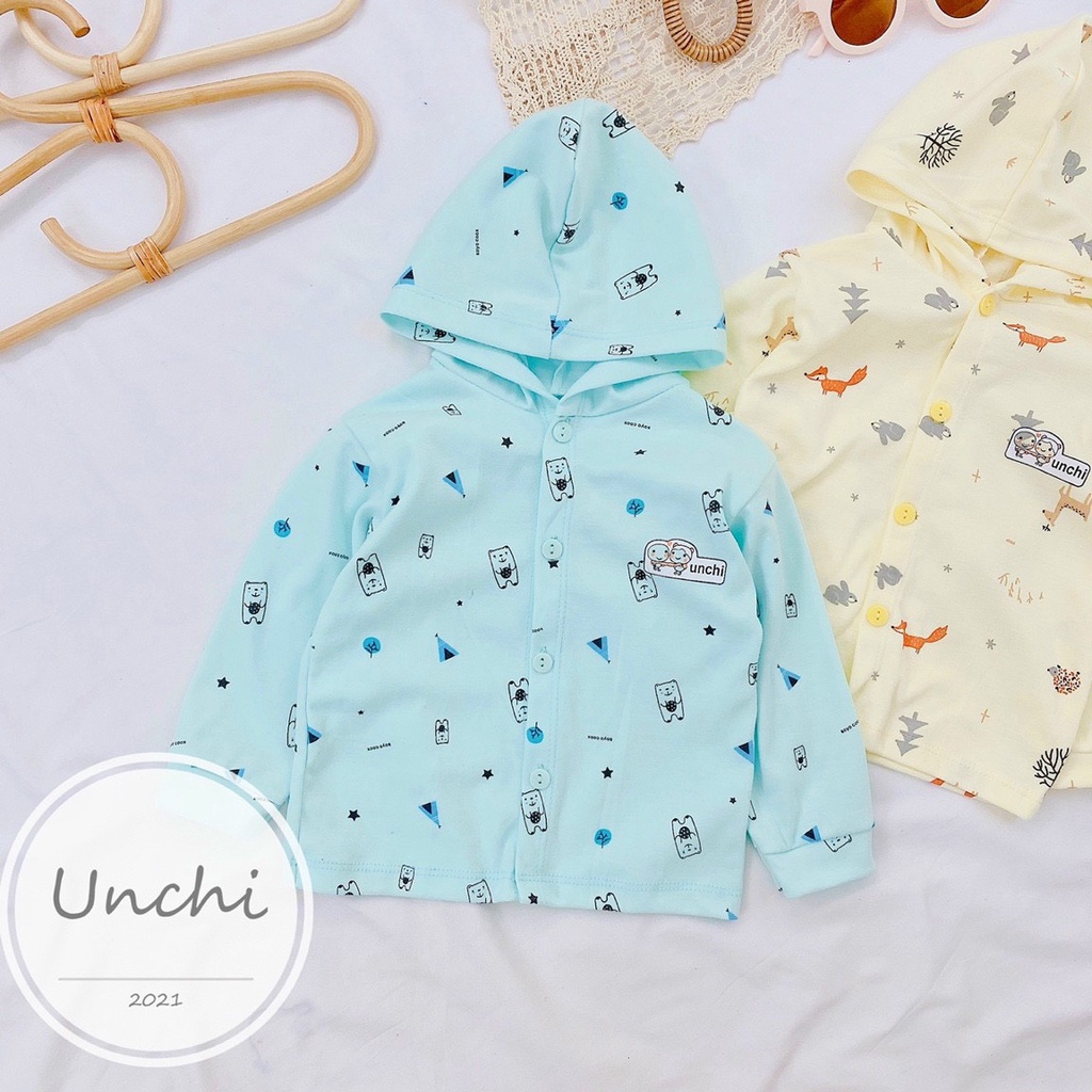 [SALE] Áo Nỉ UNCHI Chất Cotton Bé Trai, Bé Gái Họa Tiết Mới Nền Màu Có Mũ, Áo Nỉ Cho Bé Thu Đông  (QATE366)