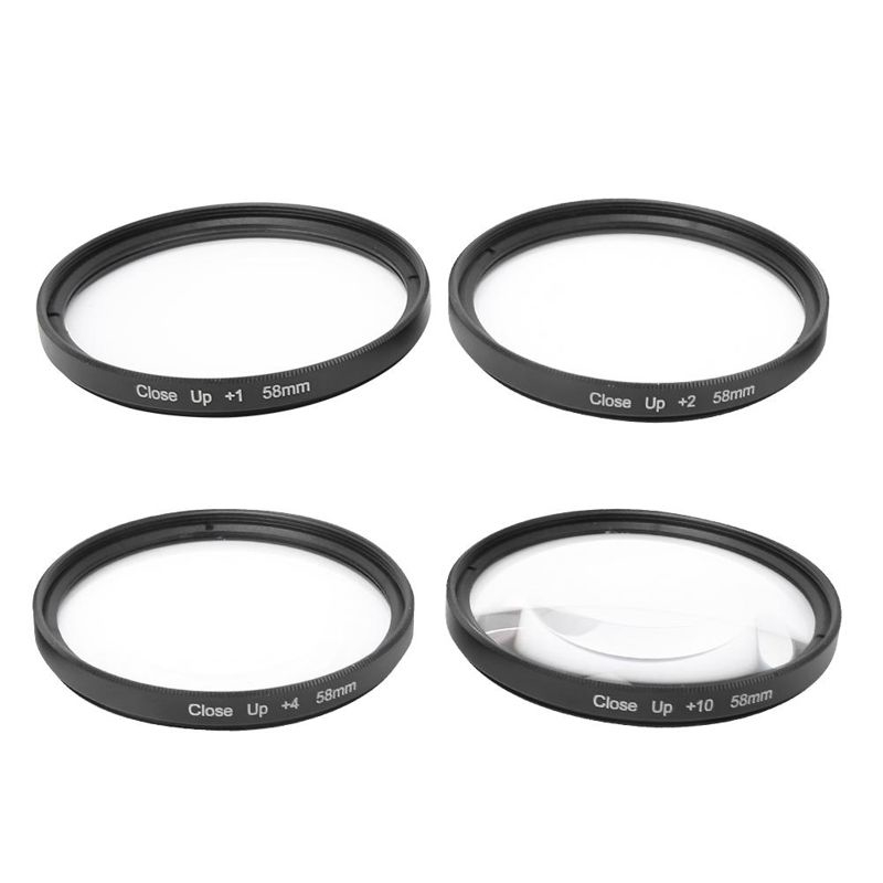 Bộ 4 kính lọc macro +1 +2 +4 +10 chuyên dụng cho máy ảnh Canon/Nikon/Sony