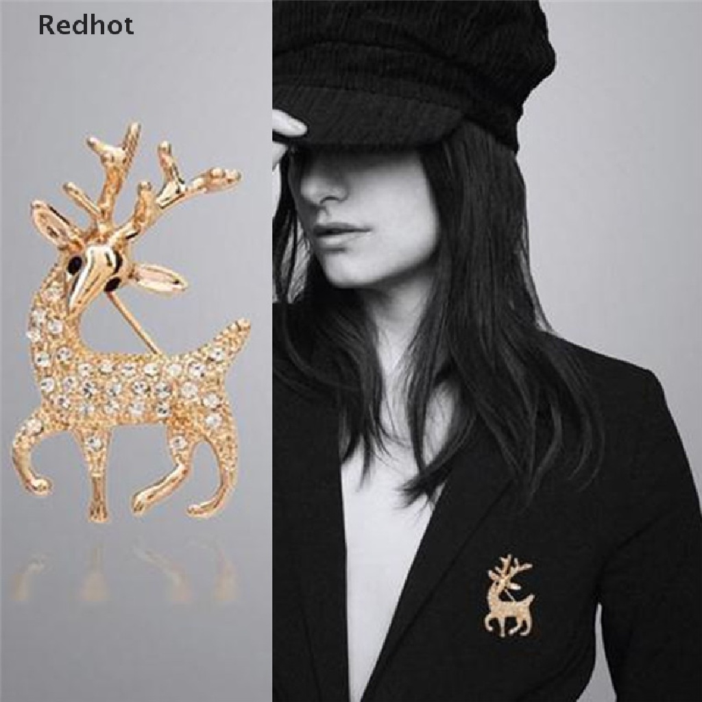 Ghim cài áo hình nai đính đá lấp lánh thời trang